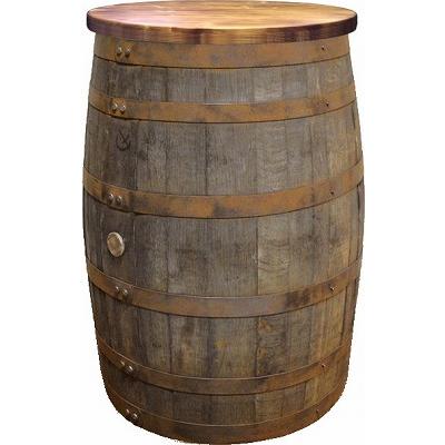 ウイスキー樽テーブル シンプルタイプ（天板600φ）（無塗装風仕上