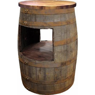 ウイスキー樽テーブル ホロウタイプ（天板600φ）（無塗装風仕上