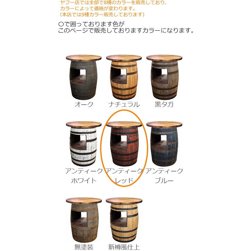 ウイスキー樽テーブル ホロウタイプ（天板800φ）（アンティークレッド