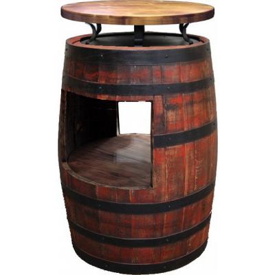 ウイスキー樽 ラック付きバーテーブル（天板600φ）（アンティーク