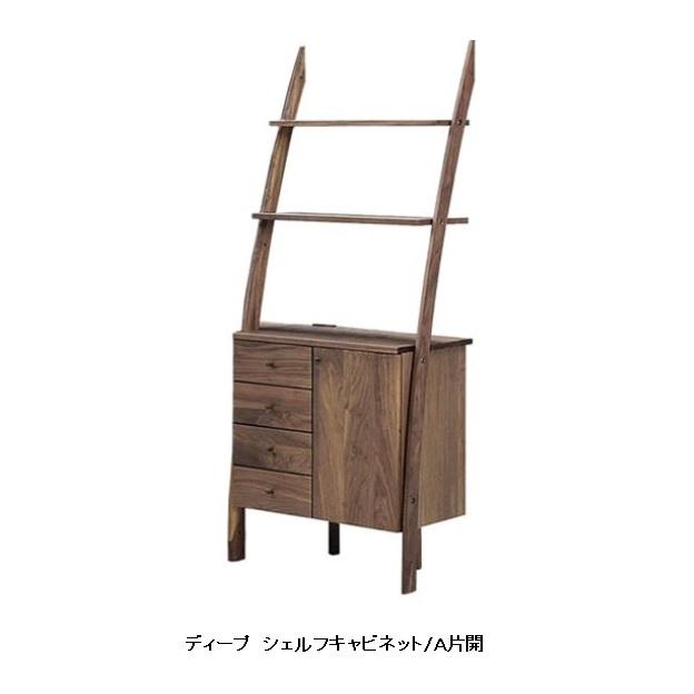 シェルフキャビネット ディープII Ａ片開 ２材対応 ウォールナット/オーク 送料無料（玄関渡し）北海道・沖縄・離島は除く