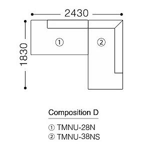 [開梱設置送料無料] エスティック フォルマックス ターミナルウノ 2Pカウチソファ TMNU-27N/28N 左右肘あり 張地布7ランク88色/革2ランク15色対応 脚9色対応_9