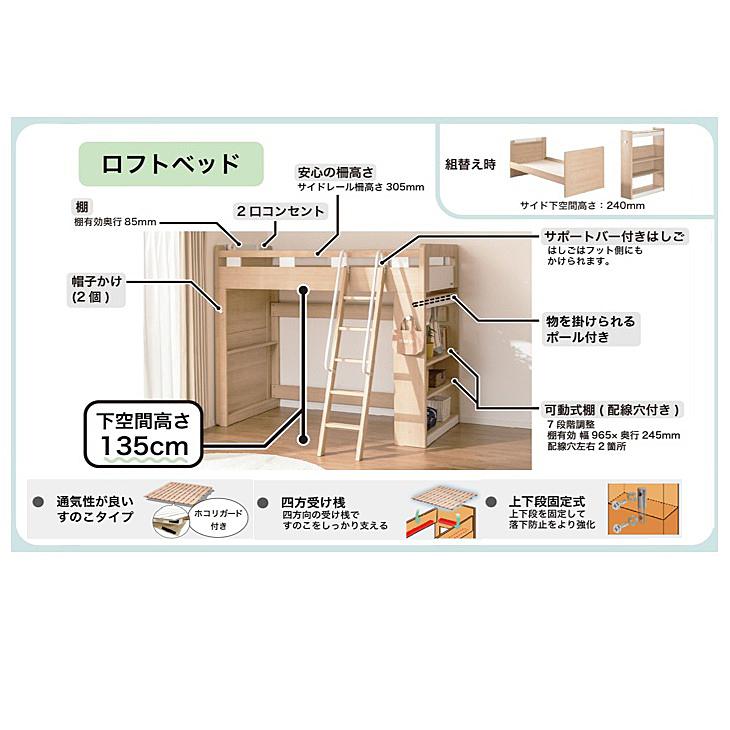 グランツデスク付きロフトベッド　商談中 Granz（グランツ） ロフトベッドフルセット ロフトベッド＋デスク＋
