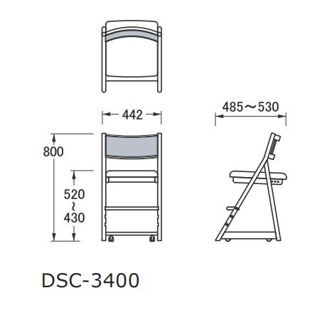 [送料無料] 純国産品 浜本工芸 デスクチェア/学習チェア/学習椅子 DSC-34/DSC-3400 素材：ナラ無垢材 塗色：3色対応 張地：8色対応の画像