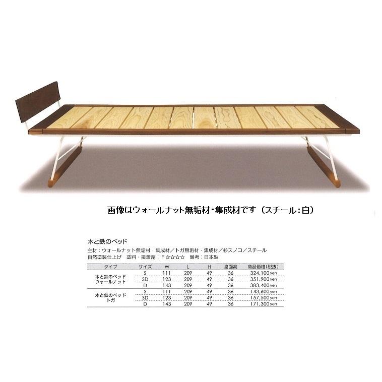 カイバラ工芸 国産SDベッド 木と鉄のベッド リボーン 種材：ブラック