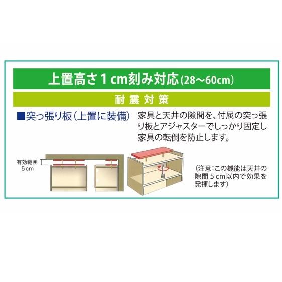 国産大川製 400上置 リスター 左右開き有り (L/R) 本体2色対応：BK/WH 前板：50色対応 耐震ラッチ採用 高さオーダー：280〜600mm 送料無料_3