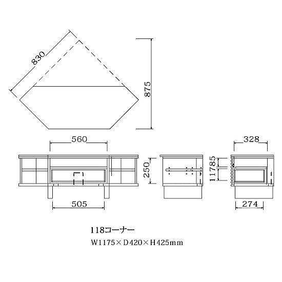 TVボード CSV2 118コーナーTVB 2色対応（MBR/LBR） お