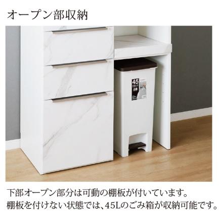110カウンター タンゴ ２色対応：CERA/WH石目 表面材：塩ビシート 引出し：フルオープンレール仕様 送料無料 (玄関前配送)_4