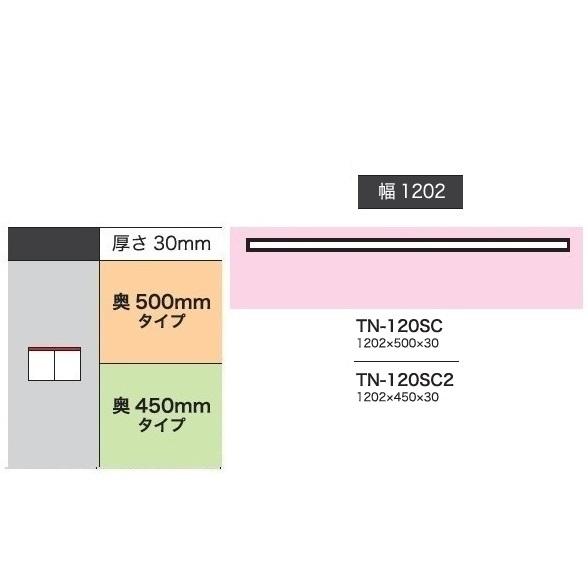 綾野製作所 120カウンター用天板 ベイシス (BASIS) TN-120SC (奥行：500mm) TN-120SC2 (奥行：450mm) ホワイト色 送料無料