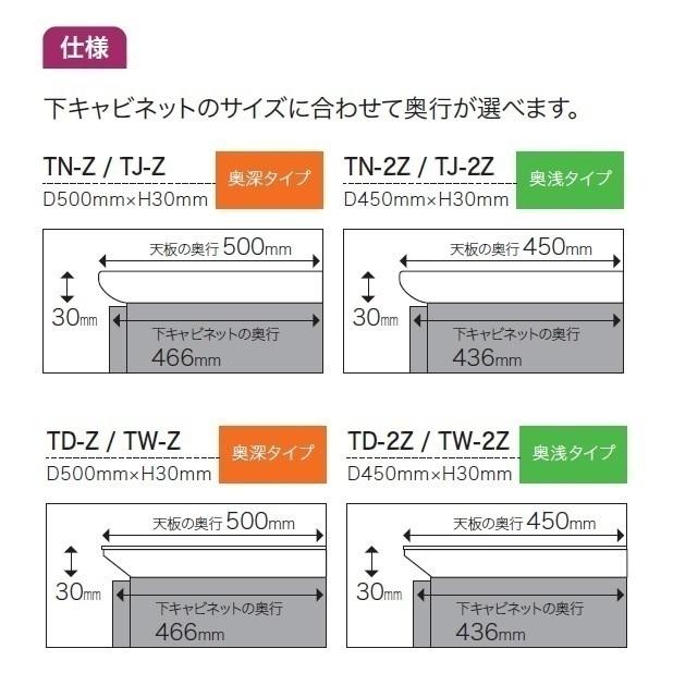 綾野製作所 100 カスタマイズ天板 TN-100SZ (奥行500mm) TN-100S2Z (奥行450mm) クラスト ベイシス スタイン アデル スピネル アンジュール 玄関前送料無料の画像