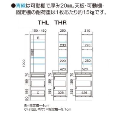 サニタリー すきまくん 洗面台サイド収納 上台・扉+下台・引出し3段 THL/THR 左右開きあり 幅：15~45cm/奥行：42/52cm 開梱設置送料無料_1