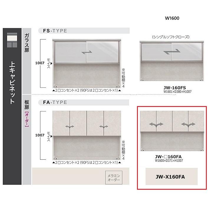 綾野製作所 160上キャビネット 板扉 アンジュール JW-160FA 本体色