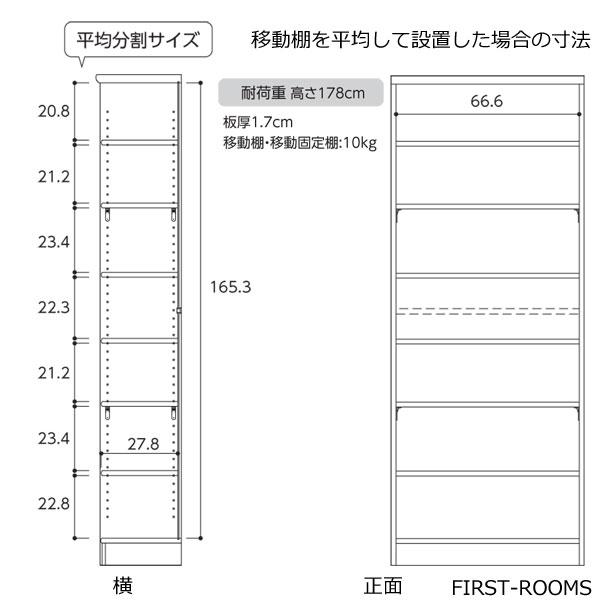 本棚・書棚 既製品 幅70.2 奥行き31（レギュラー） 高さ178ｃｍ(棚板1.7cm厚標準）の画像