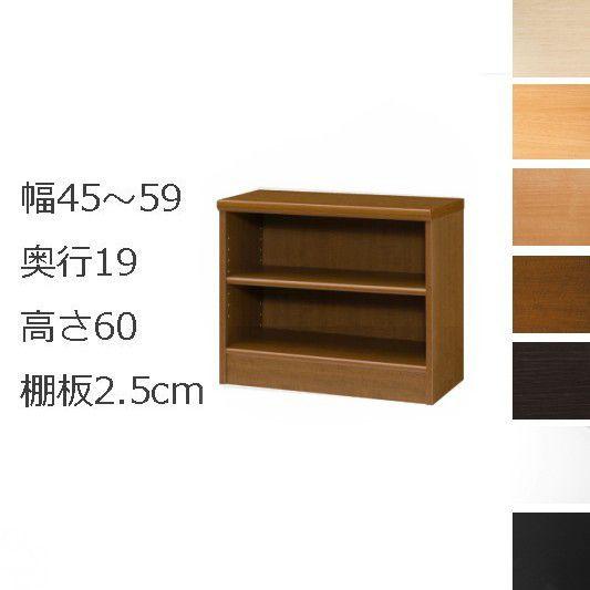 本棚・書棚　オーダーメイド　幅45〜59　奥行き19（スリム）　高さ60ｃｍ(棚板2.5cm厚タフ）