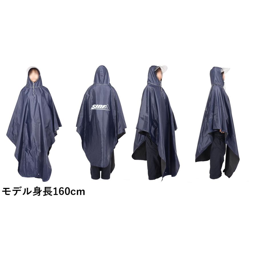 ポンチョ 自転車用カッパ レインコート レインカバー かっぱ 雨具 梅雨時期の必須品 SideA Side-A ネイビー フリーサイズ | オオトモ | 03