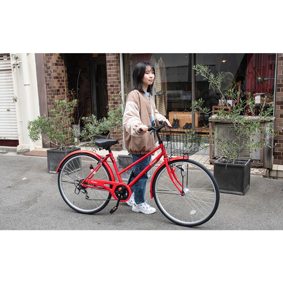 自転車 27インチ 完成品 組立済 ダイナモライト 6段変速 シティサイクル ママチャリ 男の子 女子 通学用 通勤 カリーノ Carino CR-C276D | オオトモ | 06