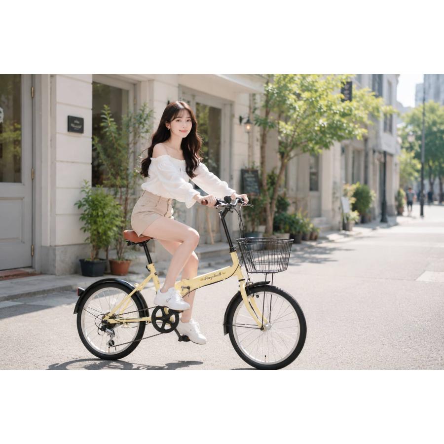 オオトモ 完成品 折りたたみ自転車 20インチ 組立済 カゴ・泥除け付き