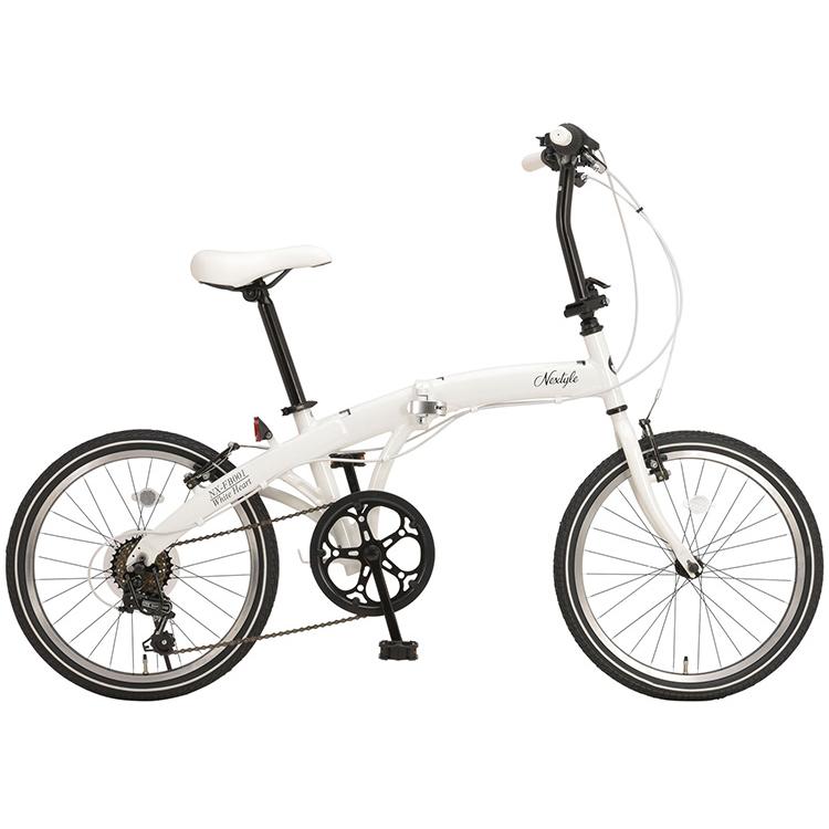 NEXTYLE 折りたたみ 自転車 20インチ 6段変速　ホワイト オオトモ 折りたたみ自転車 折り畳み 20インチ シマノ6段変速