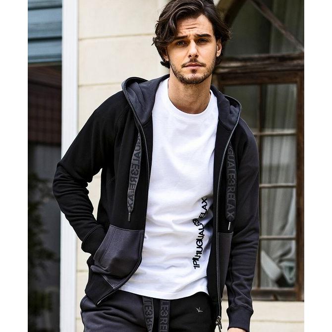 1PIU1UGUALE3 RELAX セットアップ ブラック M ジップ 1PIU1UGUALE3 RELAX ウノピゥウノウグァーレトレ リラックス