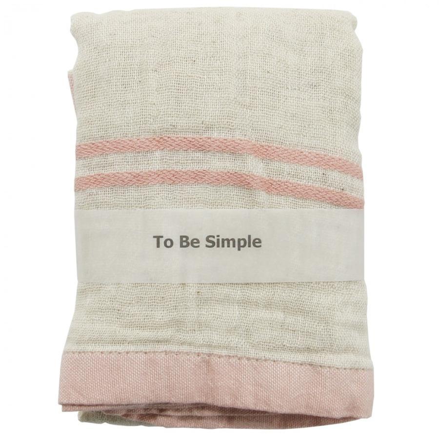 リネン コットン フェイスタオル 麻 ボーダー ピンク サムディ | 