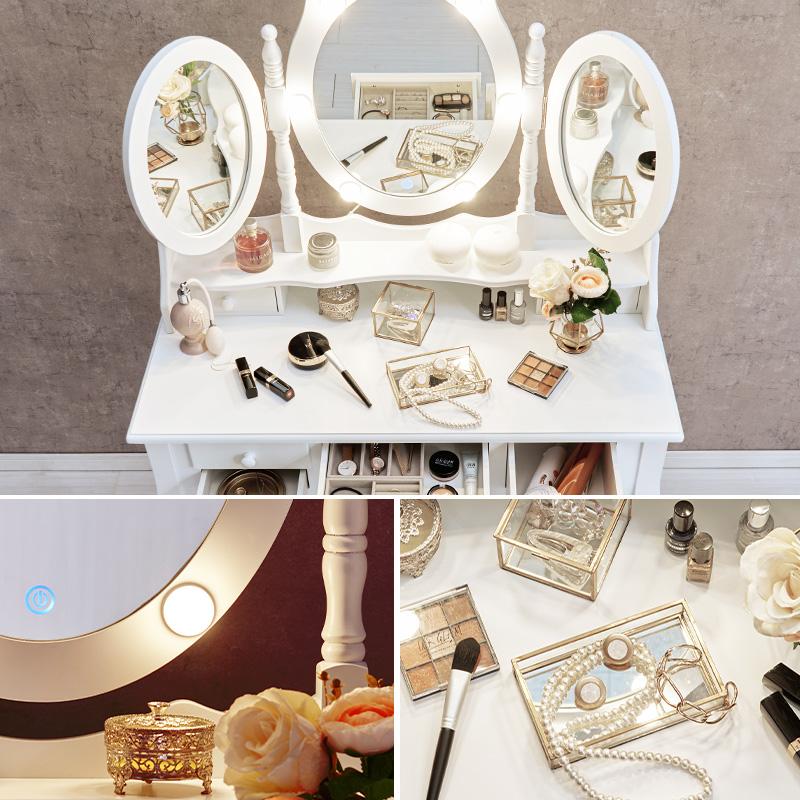 女優ミラー ドレッサー LEDライト 女優ミラー付きドレッサー 女優