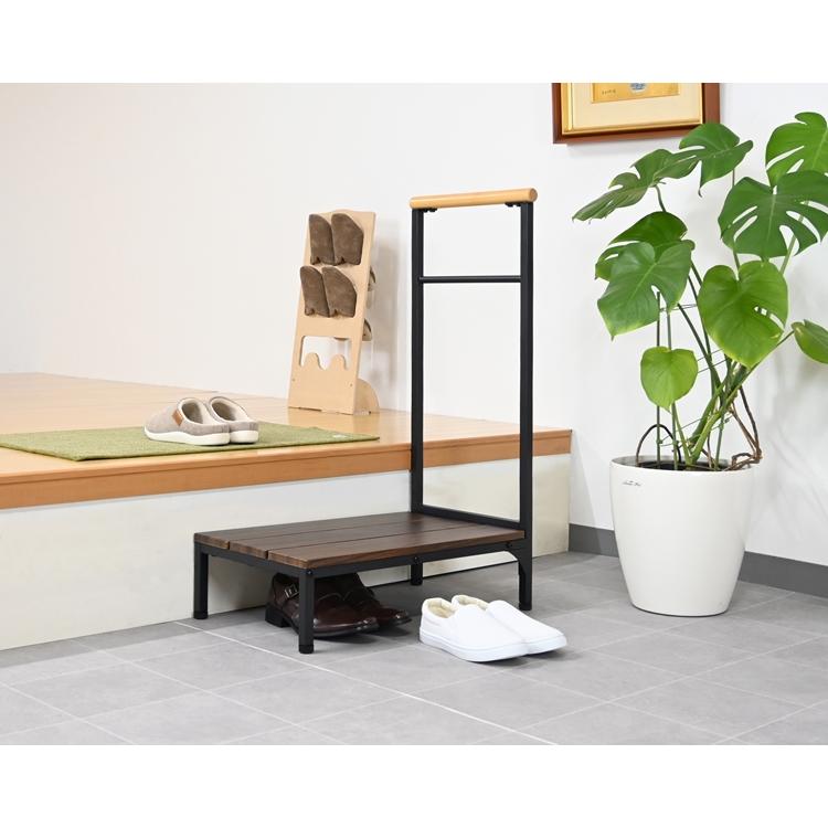 国産品 安心らくらく玄関台60cm 踏み台 手すり付き 踏台 丈夫 スティール ステップ台 昇降