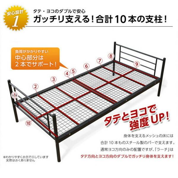 ベッド 二段ベッド シングル パイプ二段ベッド ツイン ベット 2段ベッド ワイヤーメッシュ パイプベッド シングルベッド 分割 分離 メッシュ床 通気性｜f-syo-ei｜05