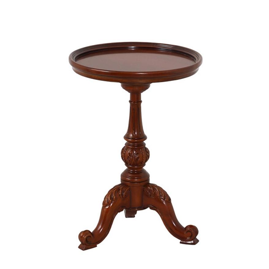 ヴァーサ ラウンドテーブル ブラウン ティテーブル コーヒーテーブル カフェ 木製 猫脚 高級感 おしゃれ アンティーク ネコ脚 クラシック 食卓テーブル 完成品