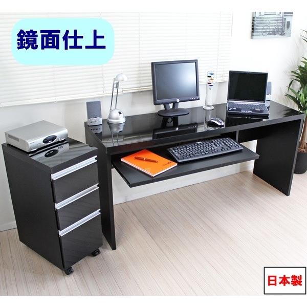 在庫限り 鏡面仕上 150cm幅 パソコンデスクセット デスク チェスト ブラック 日本製 収納 Pcデスク 学習デスク 学習机 書斎 ワークデスク 絶対一番安い Oldweb15 Freelancefordreams Com