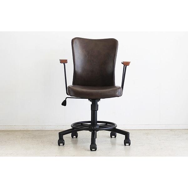 オフィスチェア ブラウン 合成皮革 チェアー デスク用チェア いす 椅子 コンパクト キャスター ワークチェアー パソコンチェア デスクチェア 北欧