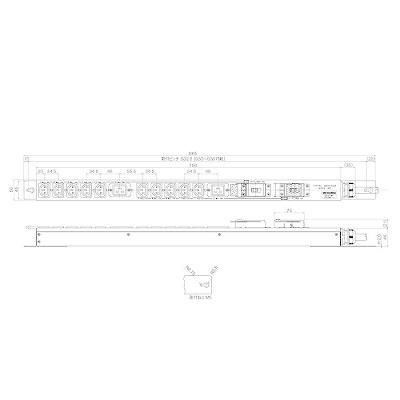 200Ｖコンセントバー　19インチラック用　30Ａ　250Ｖ　15Ａ　安全ブレーカ×2　12個口　ＭＲ7546Ｔ4Ａ3