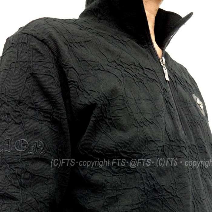 免税送料無料 Be Ambition ジップアップ長袖ｔシャツ メンズ ユリ紋章スタッズ ロゴ刺繍 ふくれジャガード柄 黒 ポロシャツ おしゃれ かっこいい ブランド オンライン Www Superavila Com