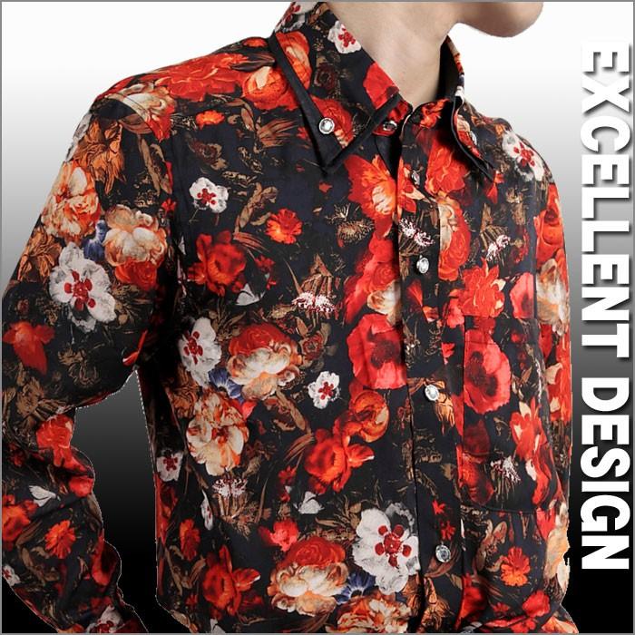 花柄シャツ メンズ 赤レッド 二重衿ドレスシャツ クリスタル調ボタンダウンシャツ ブランド おしゃれ Dp32 Re Fts メンズファッション ちょいワル おしゃれ 通販 Yahoo ショッピング