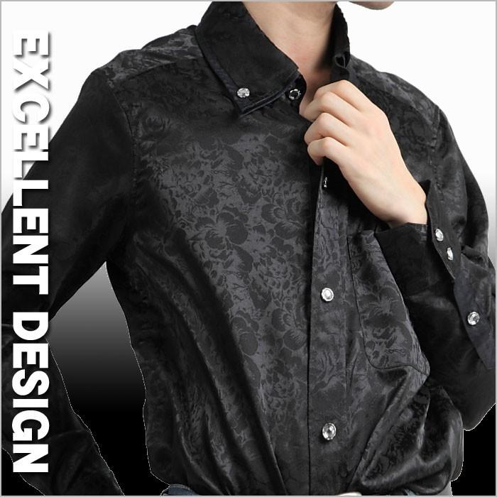花柄シャツ メンズ バラ薔薇柄モデル 黒ブラック 二重衿ドレスシャツ クリスタル調ボタンダウンシャツ ブランド おしゃれ Dp32 f Bk Fts メンズファッション ちょいワル おしゃれ 通販 Yahoo ショッピング