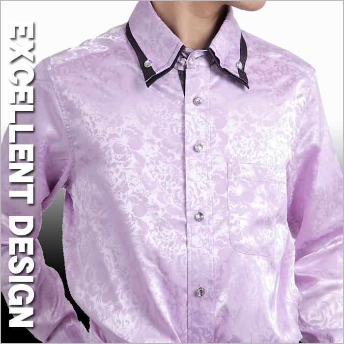 花柄シャツ メンズ バラ薔薇柄モデル 紫パープル 二重衿ドレスシャツ クリスタル調ボタンダウンシャツ ブランド おしゃれ Dp32 f Pa Fts メンズファッション ちょいワル おしゃれ 通販 Yahoo ショッピング