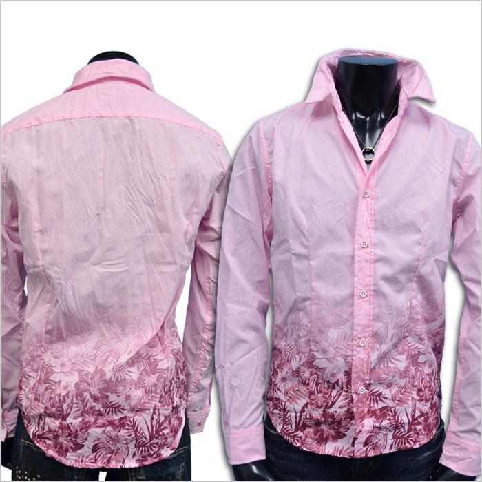 花柄シャツ メンズ 花柄グラデーションシャツ 衿ワイヤー オシャレ系カジュアル ピンク ブランド おしゃれ Ev51 540pk Fts メンズ通販 モテ系 ちょいワル 通販 Yahoo ショッピング