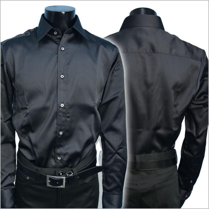 ドレスシャツ レギュラーカラーシャツ サテンシャツ メンズ 艶消し 黒ブラック 日本製 ブランド おしゃれ Hs 1702b Fts メンズ通販 モテ系 ちょいワル 通販 Yahoo ショッピング