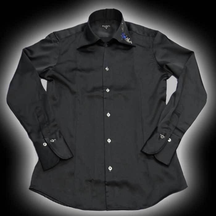 ドレスシャツ ユリ柄ラインストーン 刺繍 イタリアンカラー サテンシャツ メンズ 黒 日本製 ホスト 結婚式 パーティー キレイメ Hs 6743b Fts メンズファッション ちょいワル おしゃれ 通販 Yahoo ショッピング