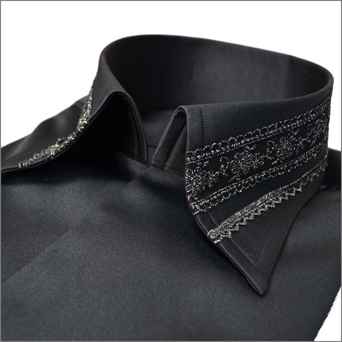 ドレスシャツ レース衿 刺繍テーピング仕様 イタリアンカラーシャツ サテンシャツ メンズ長袖シャツ 艶消し 黒ブラック 日本製 ブランド おしゃれ Hs 6744b Fts メンズファッション ちょいワル おしゃれ 通販 Yahoo ショッピング