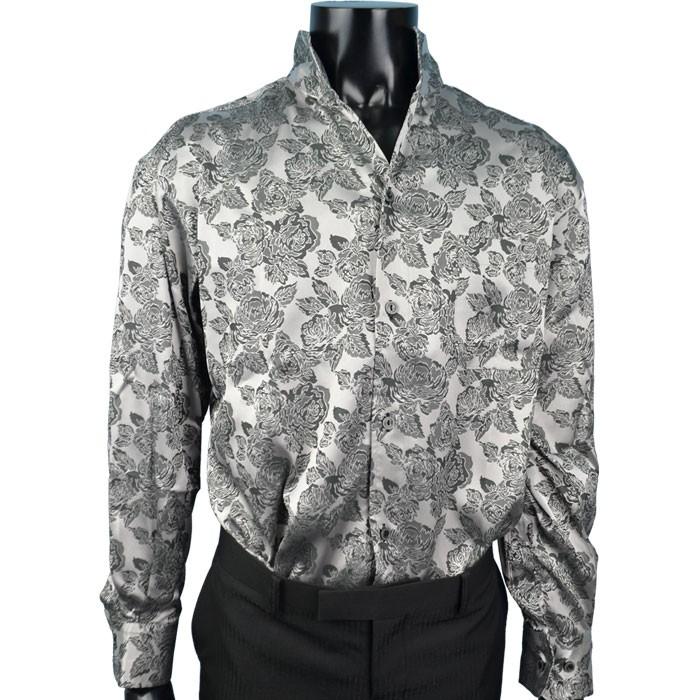 スタンドカラーシャツ バラ花柄 日本製 ドレスシャツ マオカラー ゆったりめレ グレー イタリアン 長袖 メンズ ワイシャツ ブランド おしゃれ Hs 50g Fts メンズファッション ちょいワル おしゃれ 通販 Yahoo ショッピング