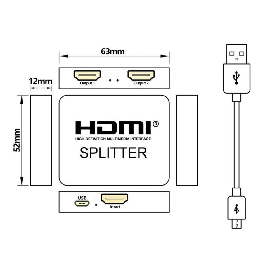 HDMIスプリッター 分配器 1入力2出力 分岐 2出力同時 3D/Full HD/HDCP対応 4K/2K 2160P 自動フルHD｜f-three｜03