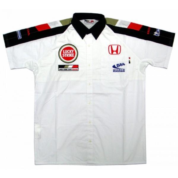 に値下げ！ 【美品】LUCKY STRIKE HONDA B•A•R F1 ピットシャツ | www