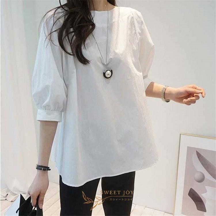 Tシャツ レディース 40代 春 夏 オシャレ 白tシャツ 五分袖トップス パフスリーブブラウス 体型カバー 大人 通勤 ゆったり カットソー カジュアル韓国風 Ccakk1133 Fun Fun Feel 通販 Yahoo ショッピング