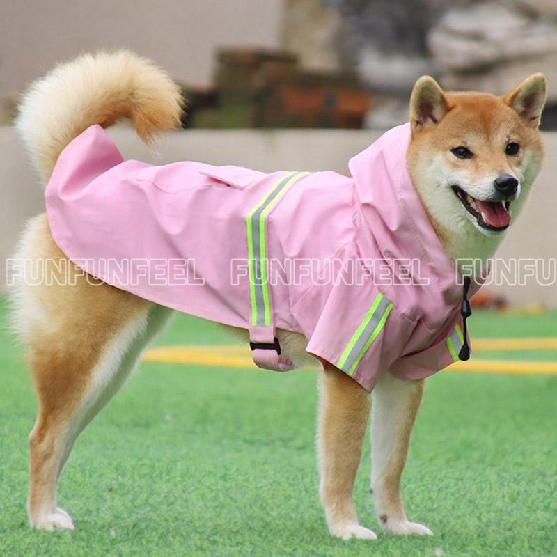 犬用レインコート ペットレインコート 防水 リード穴あり 着脱簡単 通気 軽量 クリアつば 汚れ防止 中大型猫犬 反射板付き ドッグレインコート |  | 08