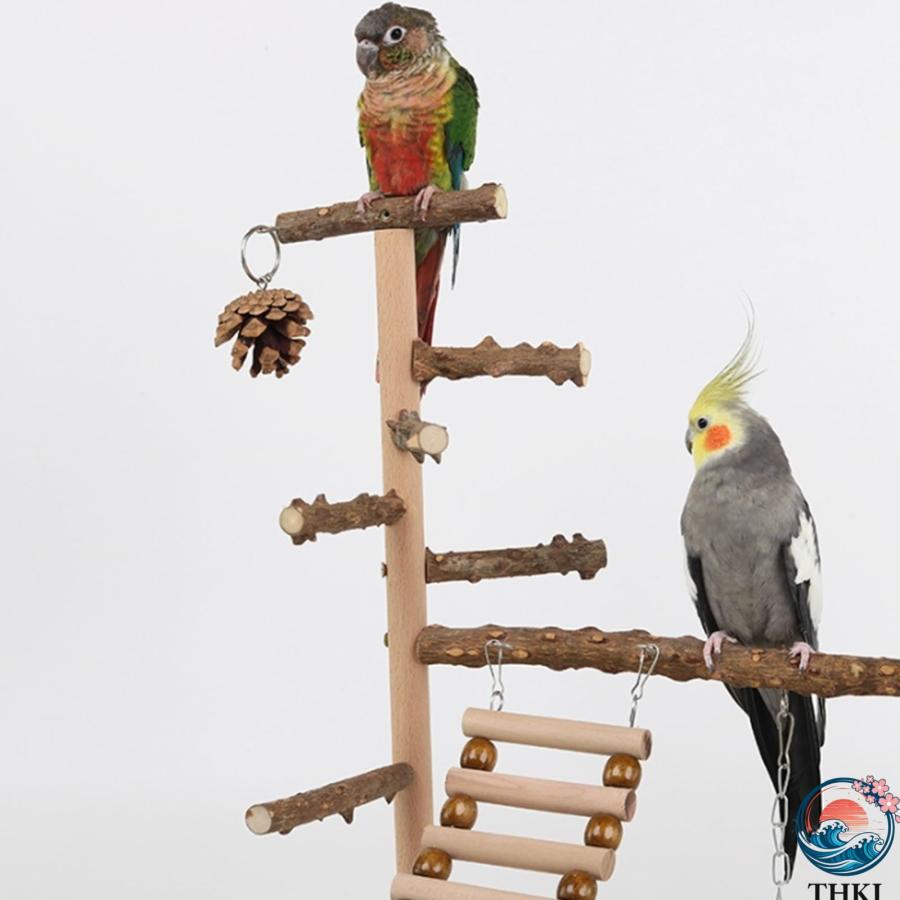 バードアスレチック 天然木製 インコ おもちゃ スタンド オカメインコ