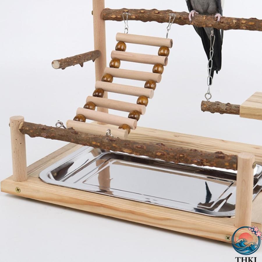 バードアスレチック 天然木製 インコおもちゃ スタンド オカメインコ