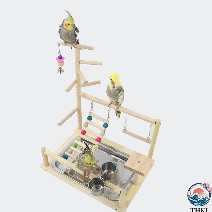 バードアスレチック 天然木製 インコ おもちゃ スタンド オカメインコ