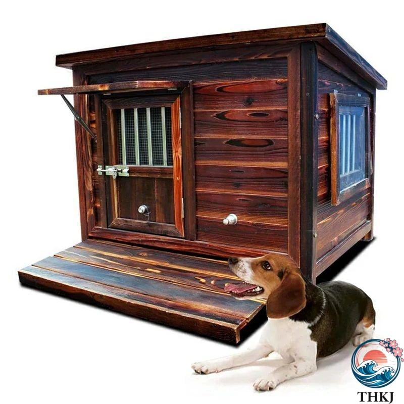 鶏小屋　木製犬小屋 中型犬用 犬小屋 屋外 用 無垢材 木製 犬舎 中型犬 大型犬 超大型犬 ドア付き