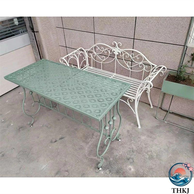 ガーデン チェア ベンチ 屋外 用ベンチ ガーデンベンチ パティオベンチ THKJ 金属製フロントポーチベンチ 丈夫な鋳鉄金属フレーム付き 耐候性金属製ポの画像
