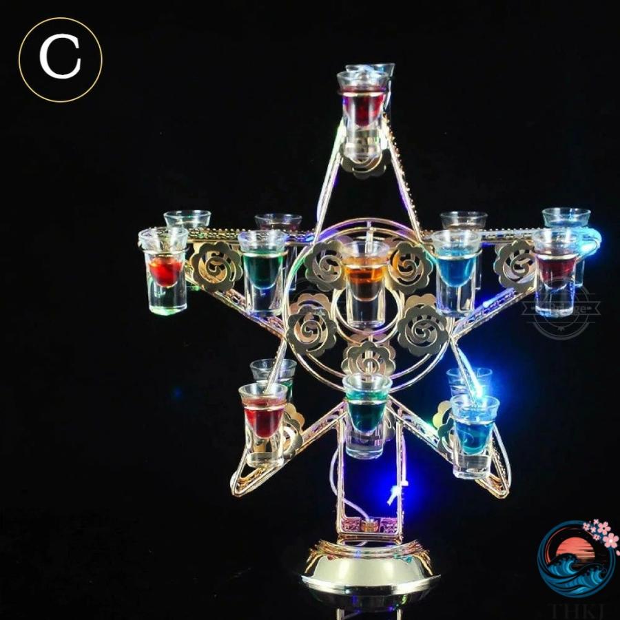 【超美品】　テキーラ観覧車　ハート型LED ワインラック　2つ　定価16000円 テキーラ観覧車LED ワイン ラック ハート型 充電式 ショットグラス